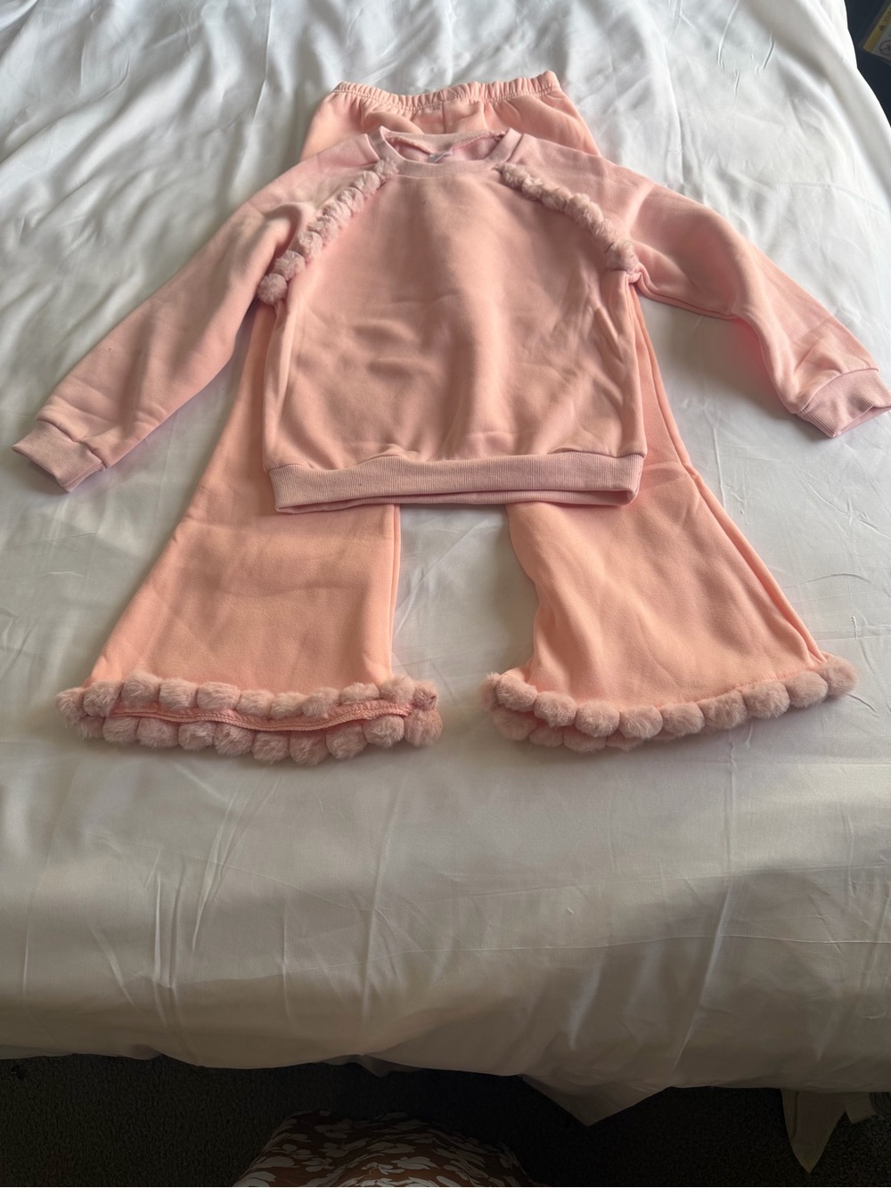Kids Pink Pom-Trim Pajama Set